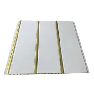 PVC Ceiling, PVC wall panel with three golden lines on surface popular in mid-east and Africa