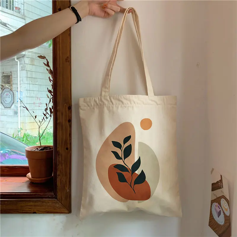 Retro Plants Canvas Tote Lady Handbag Fashion Shoulder Large Capacity Student Book Bag