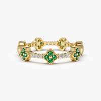 Cincin Minimalis Clover Perak Sterling S925 Terlaris dengan Zirkon Bertatahkan, Nuansa Mewah Vintage