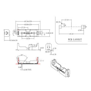 Soporte SMT de batería <span class=keywords><strong>AA</strong></span> doble individual con soporte de batería chapado en oro y 14500 - Product Image 6