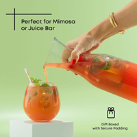 Carafe en verre transparente de 32 oz, 500 ml, 1 litre, ronde, pour servir des boissons, avec couvercle, pour bar à mimosa, brunch, eau froide, jus