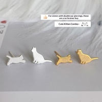 Pendientes de tuerca de cobre de lujo con orejas de gato, cepillados, exquisitos y versátiles, para fiestas y uso diario, joyería de moda para mujer OEM/ODM