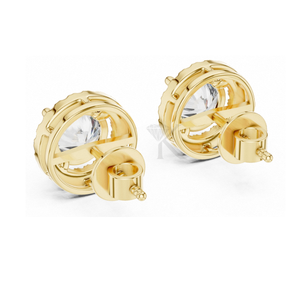 Diamantes cultivados en laboratorio de corte redondo romboide contemporáneo de 0.50-5.00 ct con cierres de rosca seguros en oro macizo, regalo de aniversario - Product Image 2