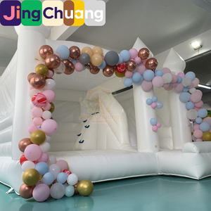 Castillo Inflable Blanco, Trampolín Infantil con Tobogán, Decoración para Fiestas, Arco de Globos, Arreglo para Cumpleaños, Juguete - Product Image 4