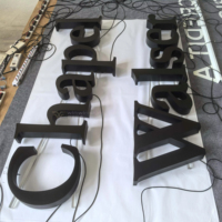 Letras Interiores con Halo LED y Acabado en Acero Inoxidable Negro Mate Pintado con Spray de 75 mm de Grosor, Letrero Personalizado de Fábrica Directa de Alta Calidad