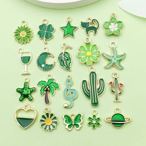 Green Alloy Pendant Charms Mixed Shapes For DIY Bracelet <b>Necklace</b> Jewelry Accessories Zinc Alloy Oil Dripping Finish - Product Image 1