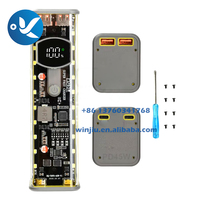 Boîtier de batterie externe DIY 8*18650, charge rapide PD 45W 22.5W, coque de rangement transparente avec lumière, sans batterie