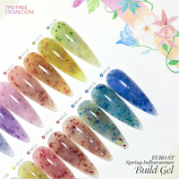 CaiXuan Euro ST Gel de construction floral printanier avec fleurs séchées naturelles et paillettes, Gel dur UV pour extension et sculpture d'ongles