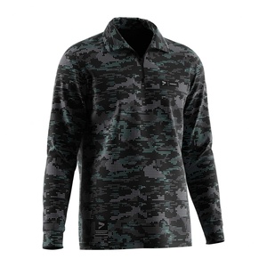 T-shirt de sport à sublimation pour fabricant, manches longues, haute qualité, extensible 4 directions, polo de golf Dry Fit avec fermeture éclair - Product Image 3