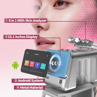 Nouvelle conception 8 en 1 avec analyseur de peau, machine de beauté Hydra, soin de la peau, machines hydro, jet d'oxygène facial, Aqua Peel
