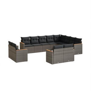 Conjunto de Sofás de Jardín de Ratán Gris Oscuro, 10 Plazas, Muebles de Exterior de Diseño Contemporáneo con Estructura de Acero - Product Image 1