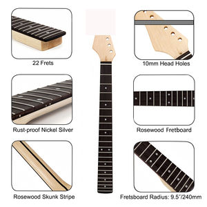 Mástil de guitarra ST de arce tostado de 22 trastes y radio de 9.5 pulgadas para zurdos con diapasón de palisandro en acabado satinado - Product Image 2