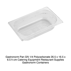 Bac alimentaire en polycarbonate GN 1/4, 26,5 × 16,5 × 6,5 h cm, sans couvercle, -100/+100 ° C - Product Image 2