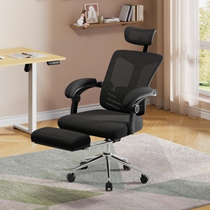 Chaise <span class=keywords><strong>de</strong></span> bureau <span class=keywords><strong>de</strong></span> <span class=keywords><strong>luxe</strong></span> en maille, directement <span class=keywords><strong>de</strong></span> l'usine chinoise, avec soutien lombaire ergonomique, hauteur réglable et repose-pieds, noire - Product Image 2