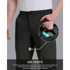 Pantalons de randonnée pour hommes personnalisés, séchage rapide, résistants à l'eau, légers, en nylon, pantalons cargo respirants, pantalons de travail et de voyage avec 6 poches - Product Image 2