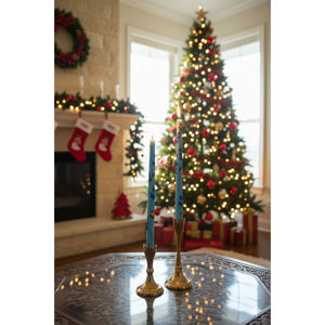 <b>Blue</b> Floral Taper <b>Candles</b> Elegant Valentine's Day & Christmas Home Dcor Votive <b>Candle</b> Set (Set of 2) - Product Image 2