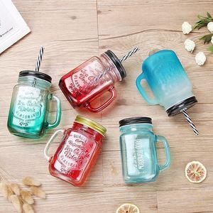Vaso de agua de limón personalizado con asa degradada, diseño creativo de gallo, botella de bebida de zumo de frutas con tapa y pajita para bebidas - Product Image 5