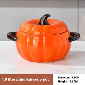 Vente en gros Pot <span class=keywords><strong>de</strong></span> citrouille créatif <span class=keywords><strong>Soupe</strong></span> en céramique Saladier Noël Marmite <span class=keywords><strong>de</strong></span> citrouille <span class=keywords><strong>de</strong></span> cuisine grande capacité avec double oreille - Product Image 6