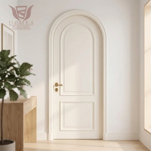 DEMEA Luxuriöse Emaille Weiße Französische Bogen-Thermisch Getrennte Isolierte Holz-Doppeltür Doppelt Gehärtete Innentür Modern - Product Image 4