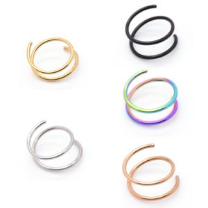 新しいステンレス鋼316Lスプリングノーズリング二重層ノーズクランプハーフサークルピアスノーズジュエリーボディピアス用 - Product Image 4