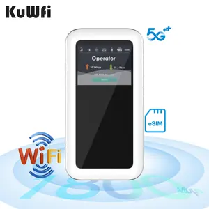 Service d'échantillon KuWFi eSim routeur wi-fi de poche 5g NSA SA dual band wifi6 mobile 5g routeur wifi pour l'extérieur