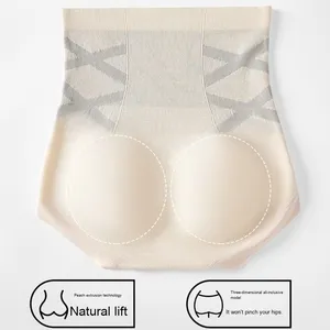 Culotte gainante taille haute noire, grande taille, sans couture, tricotée, unie, pour femme, post-partum, usage quotidien - Product Image 3