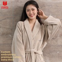 Peignoir de Luxe Personnalisé pour Hôtels, Modèle Aman Extra Long en Coton Éponge Velours 100% Absorbant, Idéal pour Hôtels 5 Étoiles Français