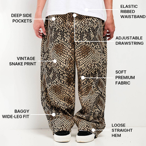 Pantalon de survêtement en molleton 100% coton personnalisé Hudao, impression DTG, motif python, pour hommes - Product Image 3