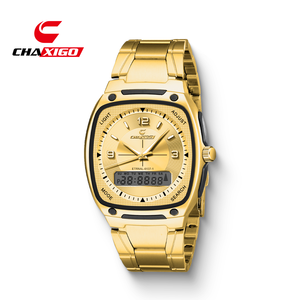 CHAXIGO 6137 Orologio <span class=keywords><strong>da</strong></span> <span class=keywords><strong>Uomo</strong></span> <span class=keywords><strong>di</strong></span> Marca alla Moda, Luminoso, Impermeabile, in Acciaio Inossidabile, Quadrante Quadrato, Display Digitale Doppio, Orologio al Quarzo - Product Image 3