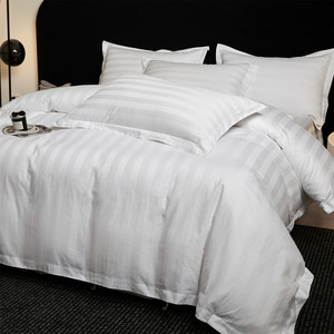 Conjunto de Roupa de Cama Branca de Qualidade 300TC para Hotel, 100% Algodão, Lençóis para Camas de Solteiro - Product Image 1