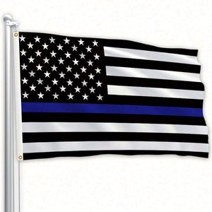 3x5ft Premium Fabric Custom Printed Thin Blue Line <b>Flags</b> Banners Vivid Color Automotive Promotion Advertising Digital Printing - Product Image 4
