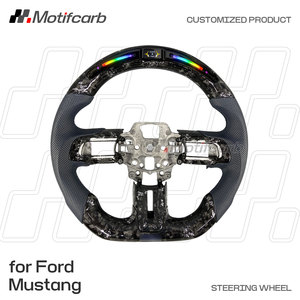 Volante LED de fibra de carbono forjado en plata personalizado para Ford Mustang S302 S550 GT GT350R GT500 Shelby Coupe 2015-2023 Upgrade - Product Image 2