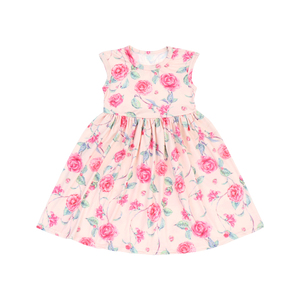 Vestido Casual sin Mangas para Niñas, Modelo BQA-188, 95% Poliéster, 5% Elastano, Color Rosa Floral, Estilo Línea A, Elástico - Product Image 6