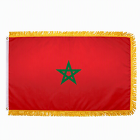 Drapeau du Maroc personnalisé rapide 3x5FT avec bordure à franges dorées, résistant aux UV, couleurs vives, bannière marocaine avec œillets en laiton