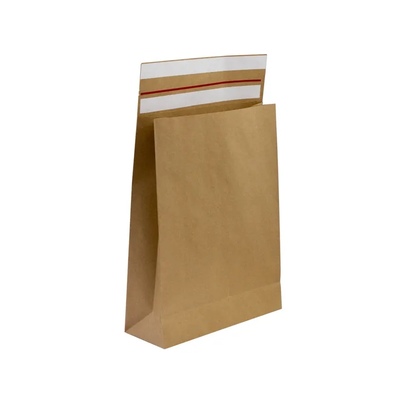 No Plastic Custom Logo Ecommerce Eco Friendly Recyclable Degradable Gusseted Sides Peel Seal Closure Kraft Paper Mailer