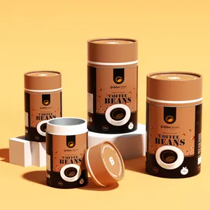 कस्टम लोगो के साथ हाई-एंड राउंड कॉफी बीन गिफ्ट पेपर ट्यूब कनस्तर फूड ग्रेड कर्ल्ड एज सिलेंडर पैकेजिंग बॉक्स