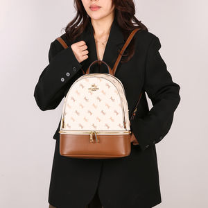 Sac à dos de voyage souple en PU et polyester, style géométrique français, avec fermeture éclair, contraste de couleurs, tridimensionnel, léger, de luxe, tendance, de marque - Product Image 4