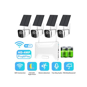 กล้องวงจรปิดระบบ WiFi ความละเอียด 4MP HD สำหรับภายนอกอาคาร ชุด NVR พร้อมระบบตรวจจับความเคลื่อนไหว กันน้ำ IP66 กล้องรักษาความปลอดภัยแบบโซลาร์เซลล์ เชื่อมต่อเครือข่าย - Product Image 1
