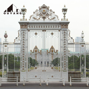 Portail double en fer forgé blanc pur de luxe, style européen, forgé à la main, pour villa, complexe hôtelier et aménagement paysager - Product Image 4