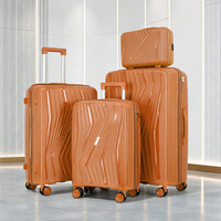 Ensemble de valises trolley légères en PP de 14, 20, 24 et 28 pouces avec fermeture éclair et 4 roues, approuvé pour l'aéroport, idéal pour les vacances et les voyages en extérieur