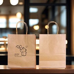 Sac en papier kraft brun personnalisé pour emballage alimentaire à emporter, recyclable, avec votre propre logo - Product Image 2