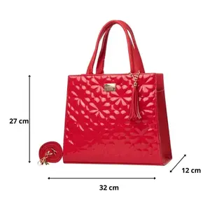 Sac à main en PU rouge pour femme Fana Kalea avec chaîne de perles décorative, fermeture à rabat, forme carrée, usage quotidien - Product Image 4