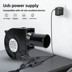 Ventilateur souffleur USB 5V d'usine avec interrupteur à 3 vitesses réglables pour poêle à bois, barbecue, outil turbo portable - Product Image 2