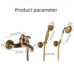 Ensemble de douche simple tout en cuivre français Pommeau de douche à main côté <span class=keywords><strong>baignoire</strong></span> sans pulvérisation supérieure dans le robinet mural - Product Image 3