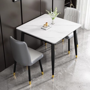 <span class=keywords><strong>Table</strong></span> de salle à manger carrée en ardoise moderne <span class=keywords><strong>et</strong></span> durable avec design en métal élégant pour la maison, la boutique de thé, l'hôtel ou la réception/négociation de loisirs - Product Image 4