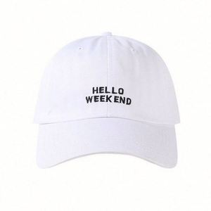 หมวกแก๊ปปักลาย Hello Weekend สีเบจ สำหรับฤดูร้อน ขายส่ง หมวกเบสบอลแบบ unisex สั่งทำได้ สำหรับผู้หญิง - Product Image 5