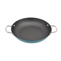 Ensemble de 8 casseroles et poêles en fonte émaillée Bright Houseware, antiadhésif, écologique, bleu vintage, avec couvercles en verre et silicone