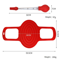 Ensemble de bâtonnets à boucherie en silicone résistant à la chaleur, compatible four et lave-vaisselle, avec pince à dinde pliable et panier filtrant pour poulet, pour la cuisson