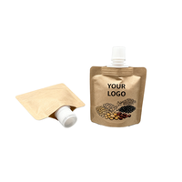 Pochette en papier kraft debout réutilisable biodégradable avec bec verseur imprimé sur mesure pour huile corporelle liquide, lotion, crème pour les mains, shampoing