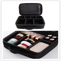 Trousse de maquillage professionnelle 2 couches personnalisée durable Mallette de rangement de voyage Diviseurs rembourrés en éponge Sac à cosmétiques en EVA
